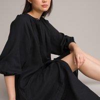Cotton Muslin Midaxi Dress with Long Sleeves