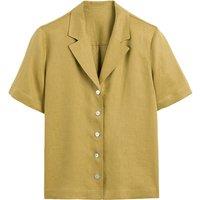 Linen Tailored Collar Shirt with Short Sleeves