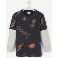 Printed Cotton T-Shirt with Long Sleeves