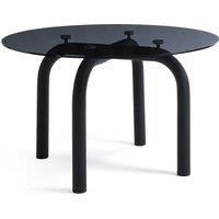 Polly Smoked Glass and Steel Round Table (Seats 4)