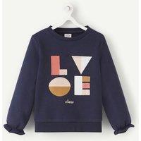 Graphic Slogan Sweatshirt in Cotton Mix with Crew Neck