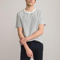 Striped Cotton T-Shirt with Crew Neck and Short Sleeves