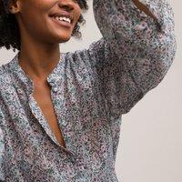 Floral Print Blouse with Long Puff Sleeves
