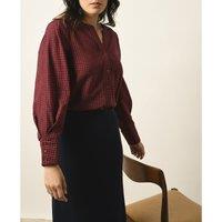 Romero Checked Cotton Blouse with Long Sleeves