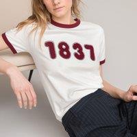 Embroidered Cotton T-Shirt with Crew Neck and Short Sleeves