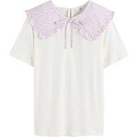 Cotton Oversized Collar T-Shirt with Short Sleeves