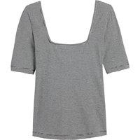 Striped Cotton T-Shirt with Square Neck