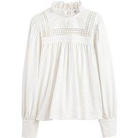 Cotton Victoriana Collar T-Shirt with Long Sleeves