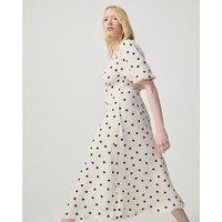 Iconic Midaxi Dress in Polka Dot Print with Puff Sleeves