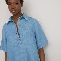 Denim Mini Shift Dress with Short Sleeves