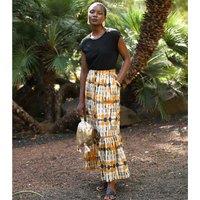 Cotton Tiered Maxi Skirt in Graphic Print