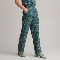 Floral Wide Leg Trousers, Length 29.5"