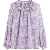 Floral Print Shirt with Ruffled Peter Pan Collar