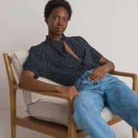 Ruffled High Neck Blouse with Short Sleeves