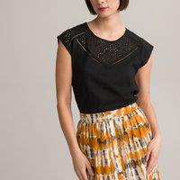 Embroidered Cotton T-Shirt with Crew Neck and Short Sleeves