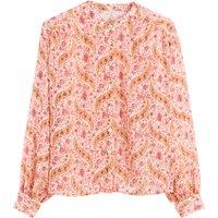 Floral Mandarin Collar Blouse with Long Sleeves