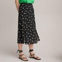 Full Mid-Length Skirt in Polka Dot Print