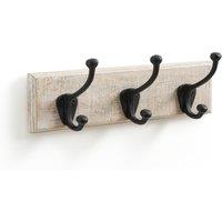 Logas Solid Mango Wood 3 Metal Double-Hook Coat Rack