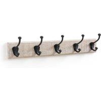 Logas Solid Mango Wood Coat Rack with 5 Metal Double Hooks