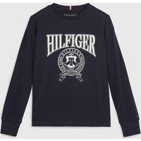 Logo Print Cotton T-Shirt with Long Sleeves