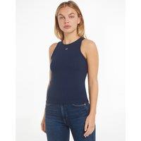 Cotton Cropped Vest Top with Crew Neck