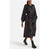 Sicile Printed Midi Dress in Linen/Silk with Long Sleeves