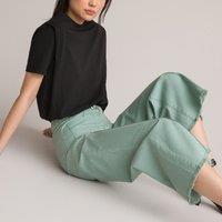 Wide Leg Trousers with Braided Waistband Detail, Length 26.5"