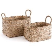 Set of 2 Erbi Woven Straw Baskets