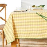 Trattoria Dyed Woven Gingham Pattern Cotton and Linen Tablecloth