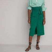 Cotton Wrapover Midi Skirt