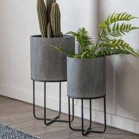 Set of 2 Grey Metal Planters