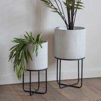 Set of 2 White Metal Planters