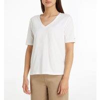 Cotton V-Neck T-Shirt with Short Sleeves