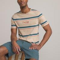 Striped Cotton T-Shirt with Crew Neck and Short Sleeves