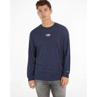 Cotton Relaxed Fit T-Shirt with Crew Neck and Long Sleeves