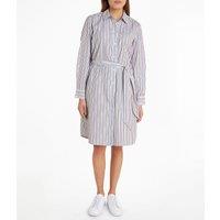 Striped Cotton Shirt Dress with Tie-Waist and Long Sleeves