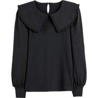 Cotton Long Sleeve T-Shirt with Peter Pan Collar