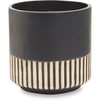 13cm Ceramic Striped Planter Black & Natural