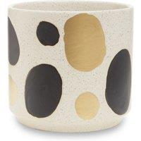 14cm Spotted Ceramic Planter - White & Gold