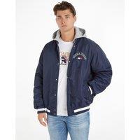 Dual Fabric Short Jacket with Hood
