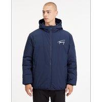 Mid-Season Short Jacket with Embroidered Logo and Hood