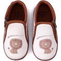 Kids Lion Print Slippers with Zip Fastening
