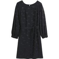 Tie-Waist Mini Dress with Crew Neck