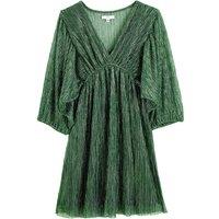 Sparkly Mini Dress with V-Neck and Puff Sleeves