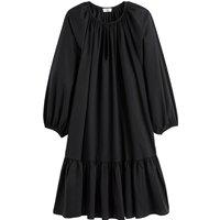 Cotton Tiered Mini Dress with 3/4 Length Sleeves and Crew Neck