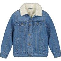Denim Jacket with Faux Fur Lining and Collar