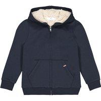 Cotton Mix Hoodie with Faux Fur Lining and Zip Fastening