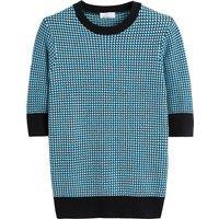 Jacquard Crew Neck Jumper with 3/4 Length Sleeves