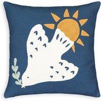 Azur Embroidered Dove 100% Cotton Square Cushion Cover