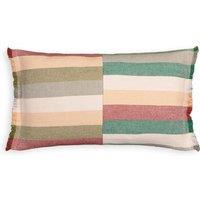 Antana Striped Fringed Cotton and Linen Blend Rectangular Cushion Cover